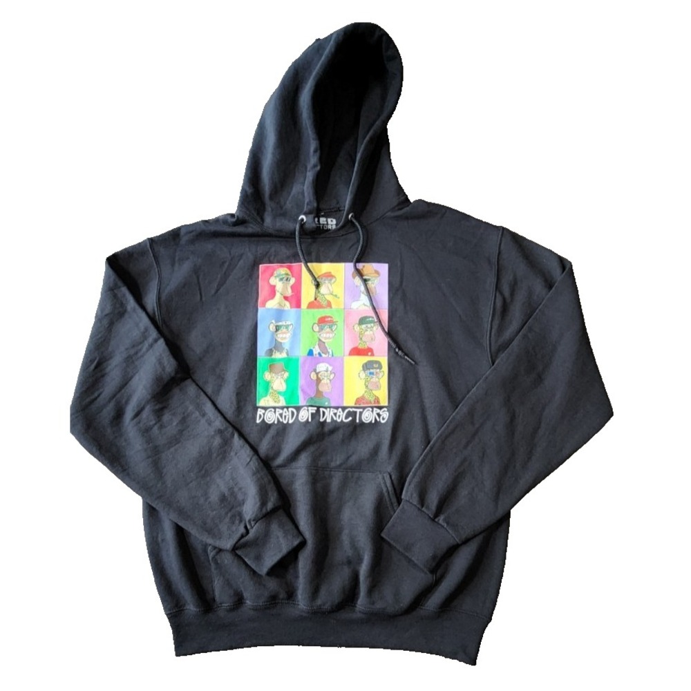 Bored of Directors NFT Bored Ape Yacht Club Graphic Hoodie Black Mens Medium